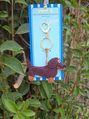 Piper K Beaded Dachshund Bag Charm Key Chain